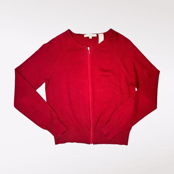 Pria Red Full Zip Cotton Blend Cardigan Sweater Small - Minor Flaws - Picture 8 of 10